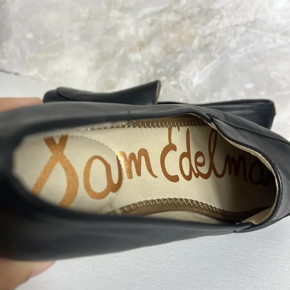 Sam Edelman Leon Black Leather Loafers US 10M Classic Slip-on Round Toe